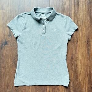 Hollister Gray Stretch Polo Shirt Women’s XS Y2K-Inspired